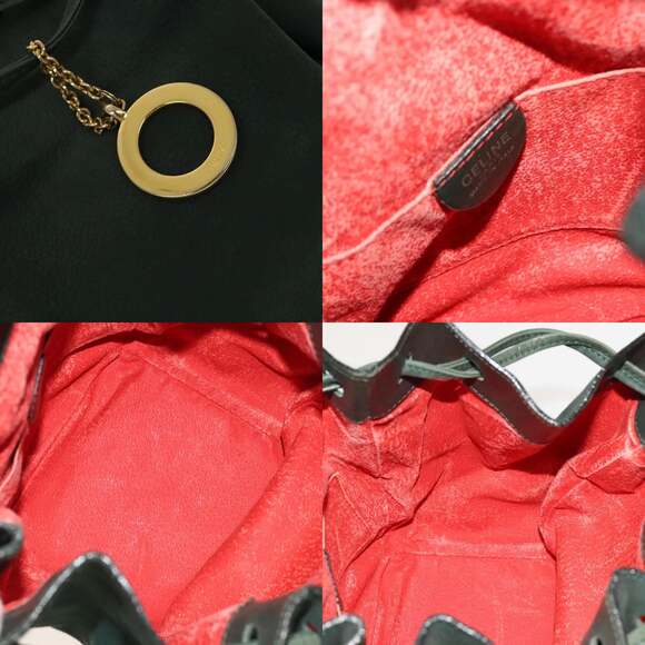 CELINE Shoulder Bag Leather Green Gold - Picture 11 of 12